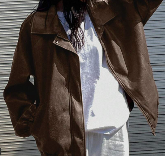 Trendy Women's Faux Leather Jacket