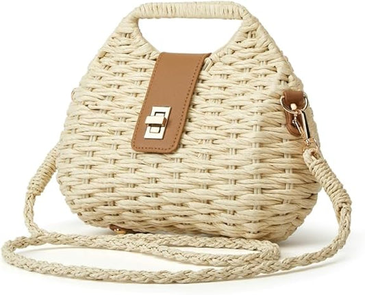 Chic Curved Straw Bag