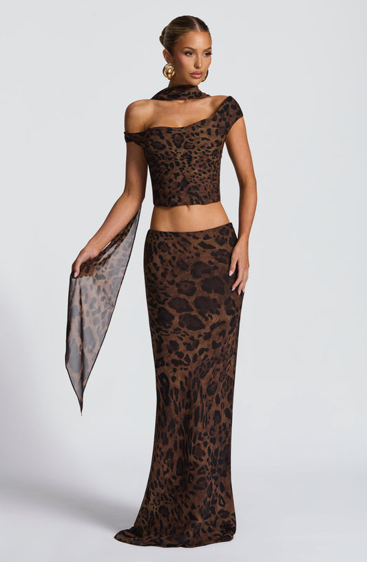 Chic Leopard Maxi Skirt Set