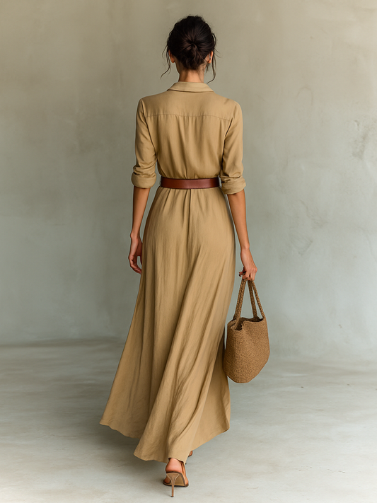 Elegant Belted Maxi Dress (Includes Belt)