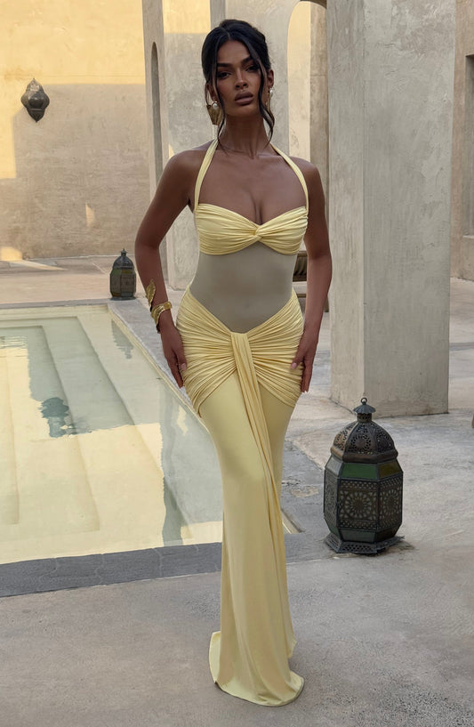 Elegant Lemon Maxi Dress