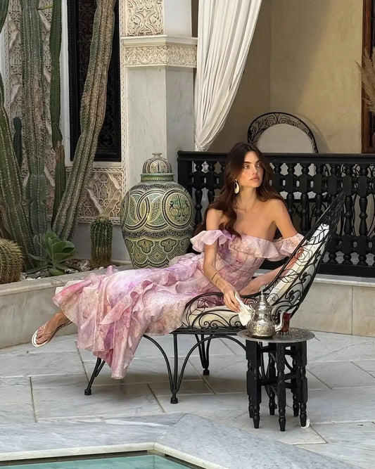 Elegant Pink & Purple Summer Maxi Dress