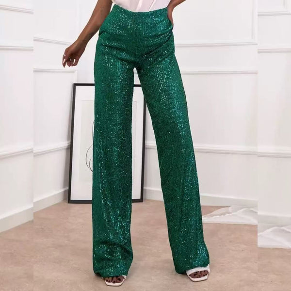 Shimmering Wine Sequin Pants