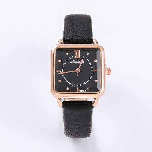 Classic Leather Square Watch