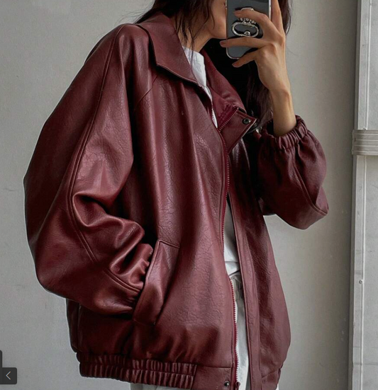 Trendy Women's Faux Leather Jacket