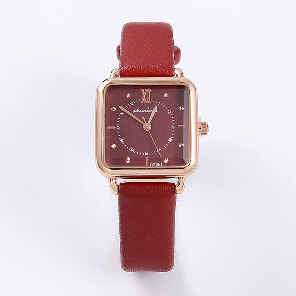 Classic Leather Square Watch