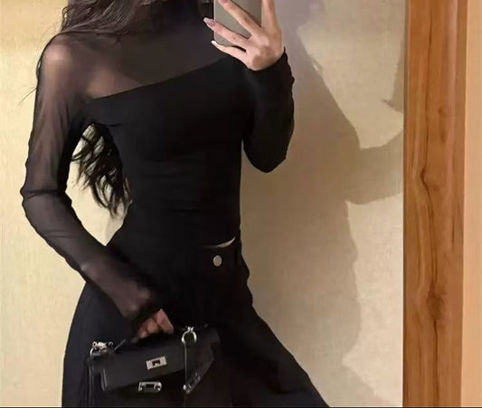 Stylish Off-Shoulder Mesh Top