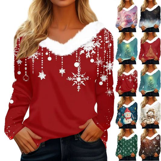 Holiday Sherpa V-Neck Christmas Tee