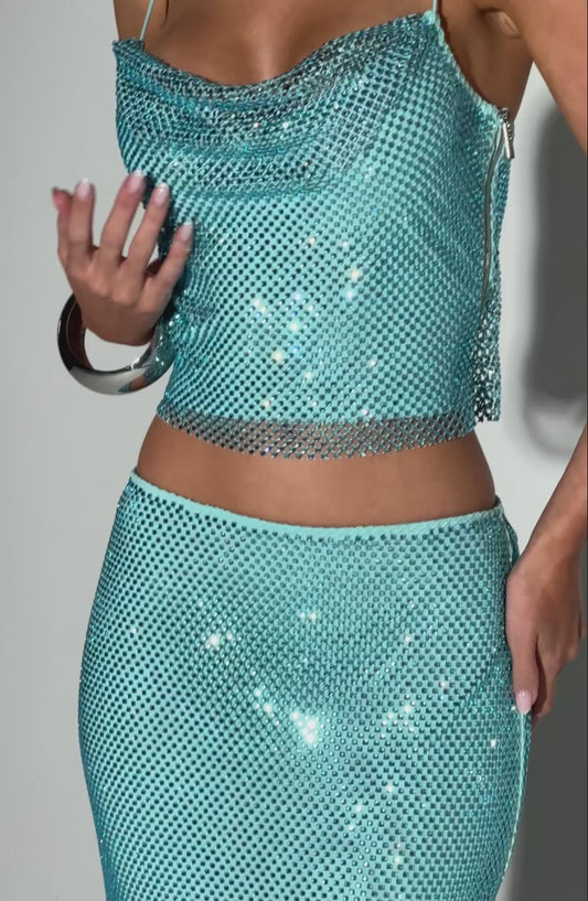 Shiny Off-Shoulder Set