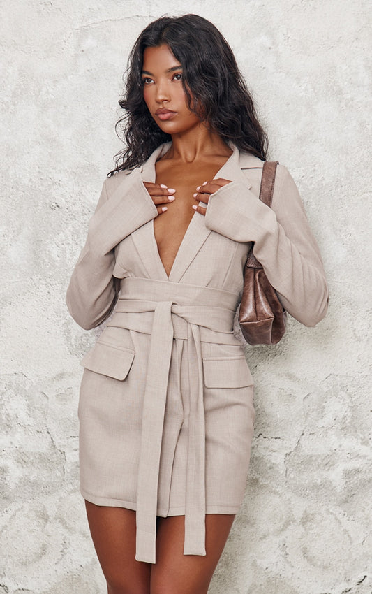 Stylish Women's Belted Blazer Dress