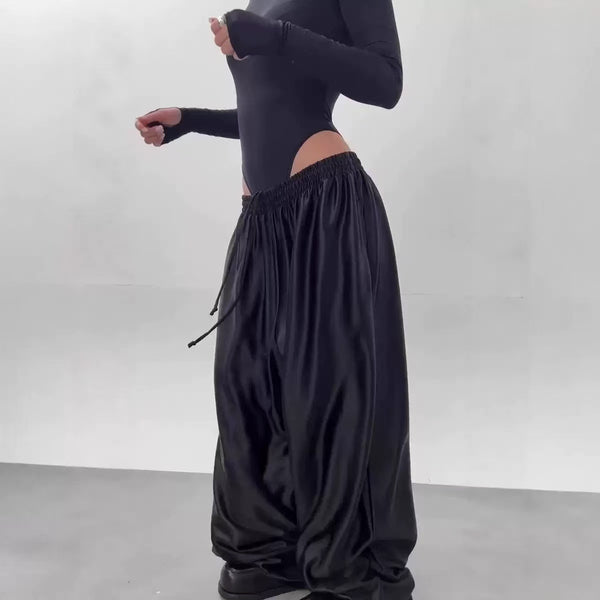 Everyday Metallic Wide-Leg Comfort Pants