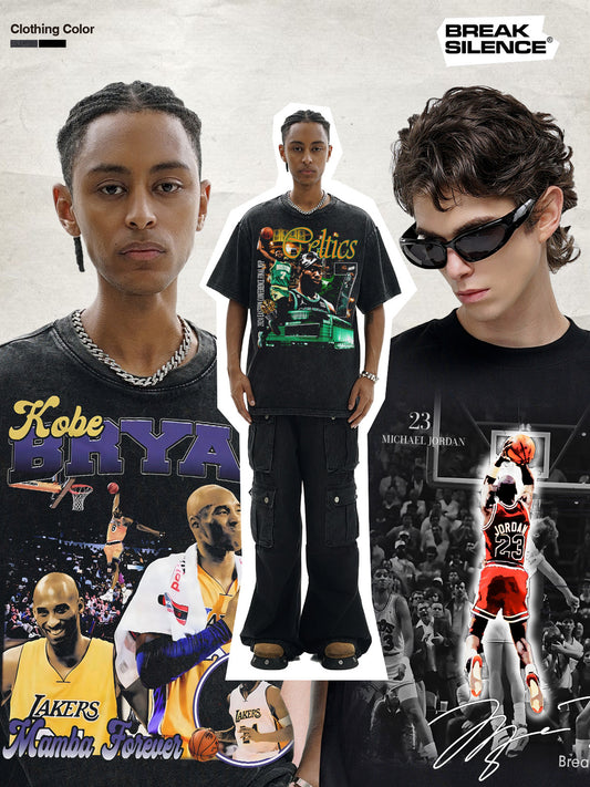 Graphic T-shirt with basketball star print