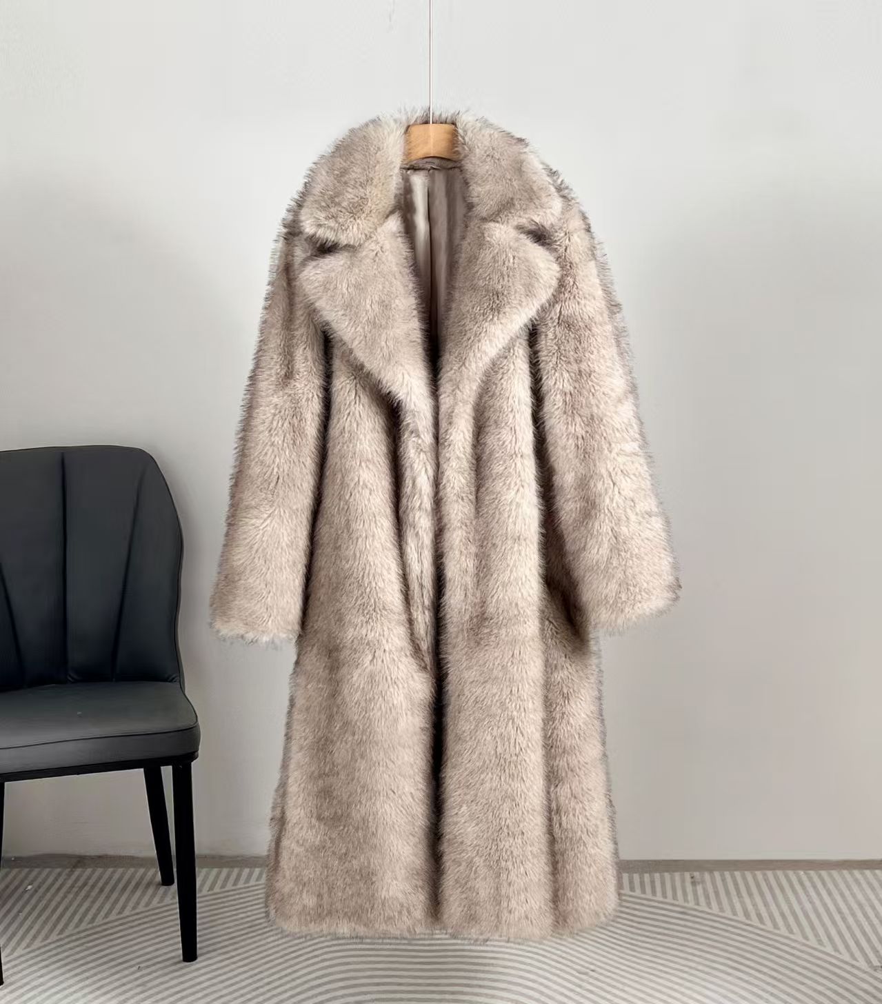 Minimal Luxe Longline Eco-Fur Coat