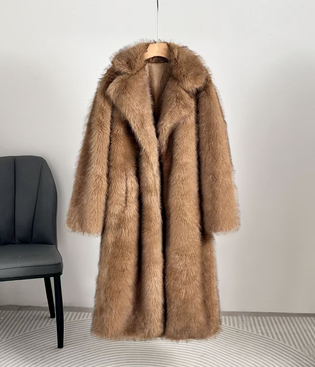 Minimal Luxe Longline Eco-Fur Coat