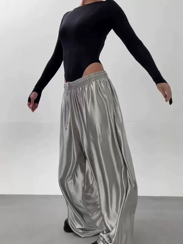 Everyday Metallic Wide-Leg Comfort Pants