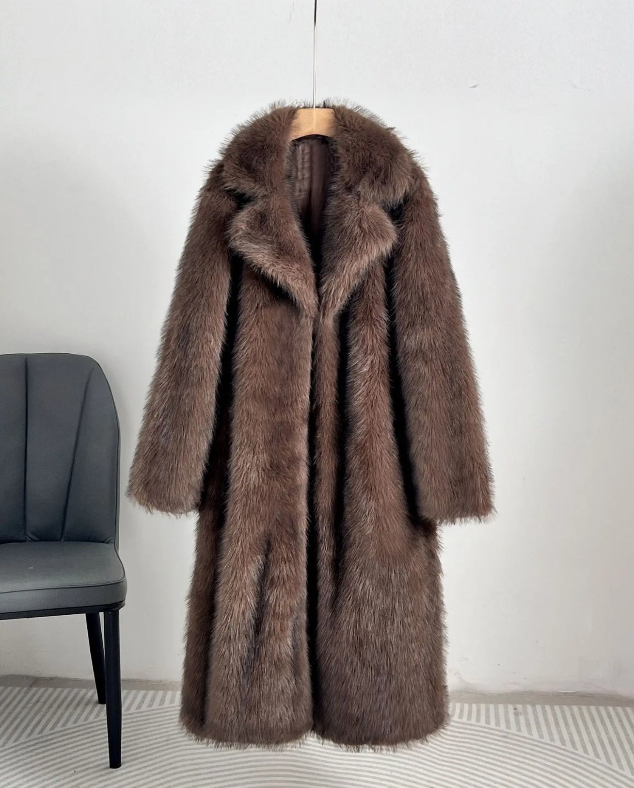 Minimal Luxe Longline Eco-Fur Coat