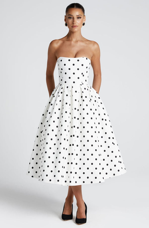 Elegant Polka Dot Midi Dress