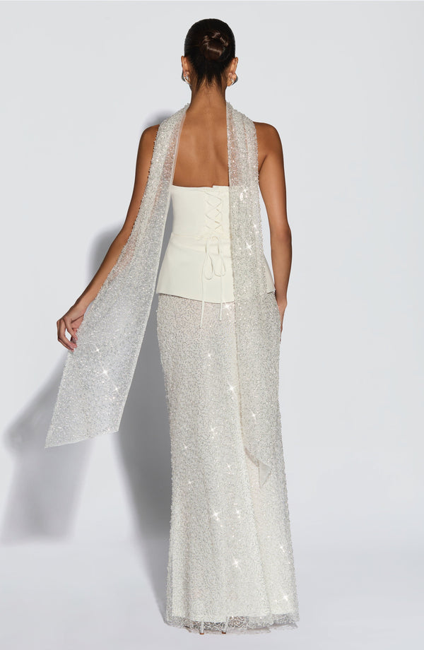 Elegant Ivory Maxi Skirt