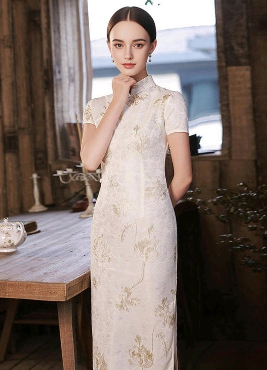 Chic White Cheongsam Dress