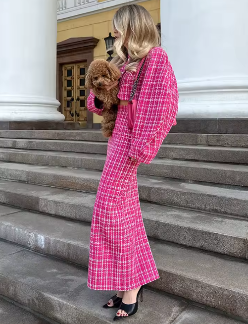 Chic Plaid Tweed Suit