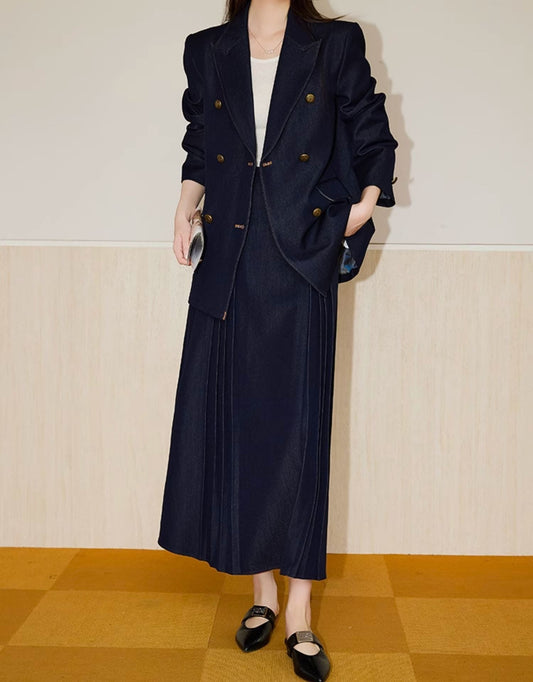 Stylish Blazer and Maxi Skirt Set