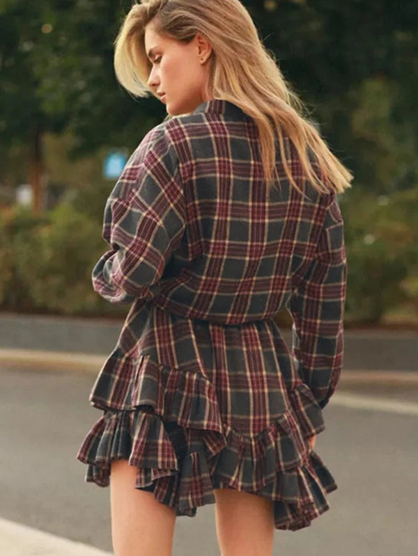 Elegant Plaid Skirt Set
