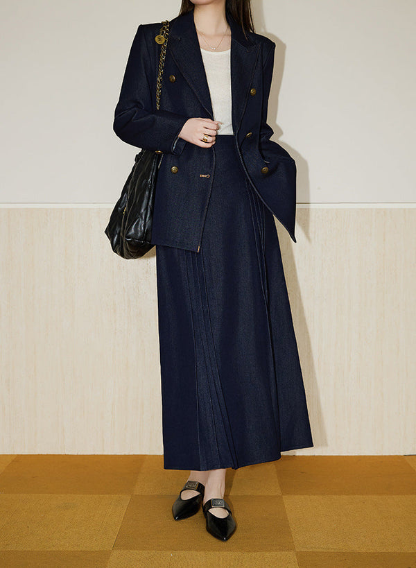 Stylish Blazer and Maxi Skirt Set