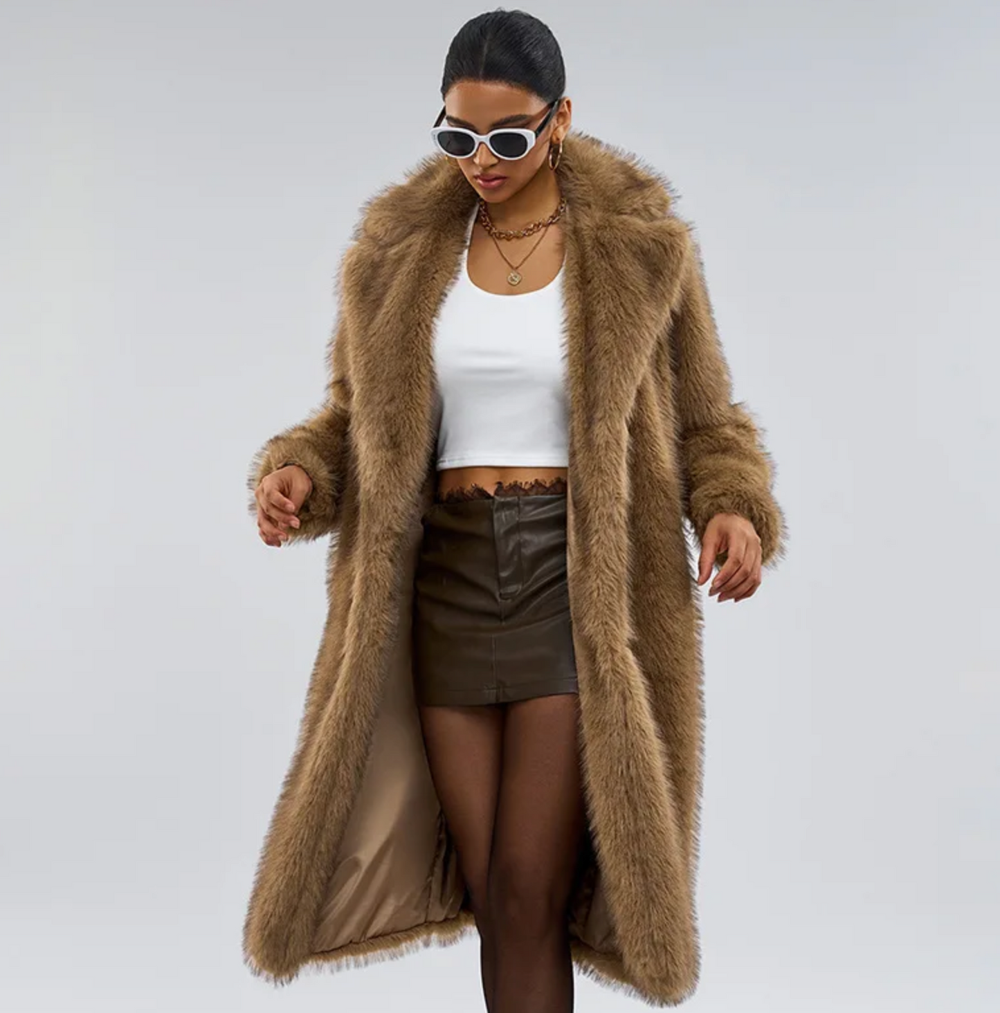 Minimal Luxe Longline Eco-Fur Coat