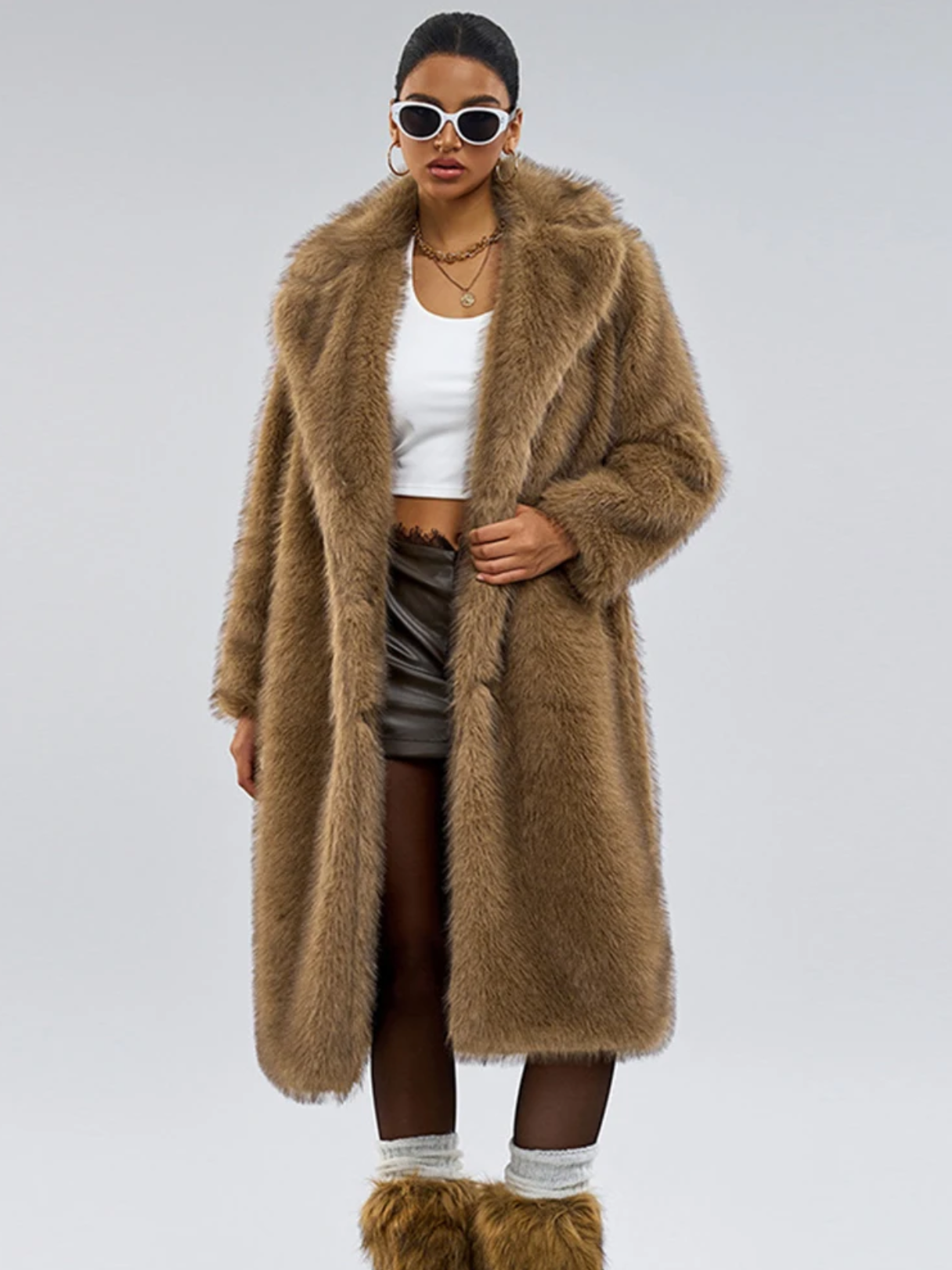 Minimal Luxe Longline Eco-Fur Coat