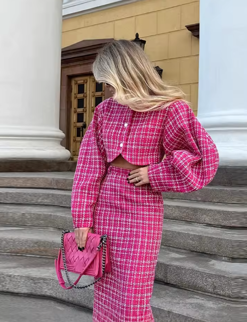Chic Plaid Tweed Suit
