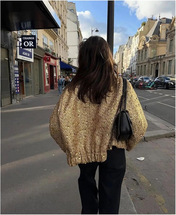 Chic Gold Sequin Jacket