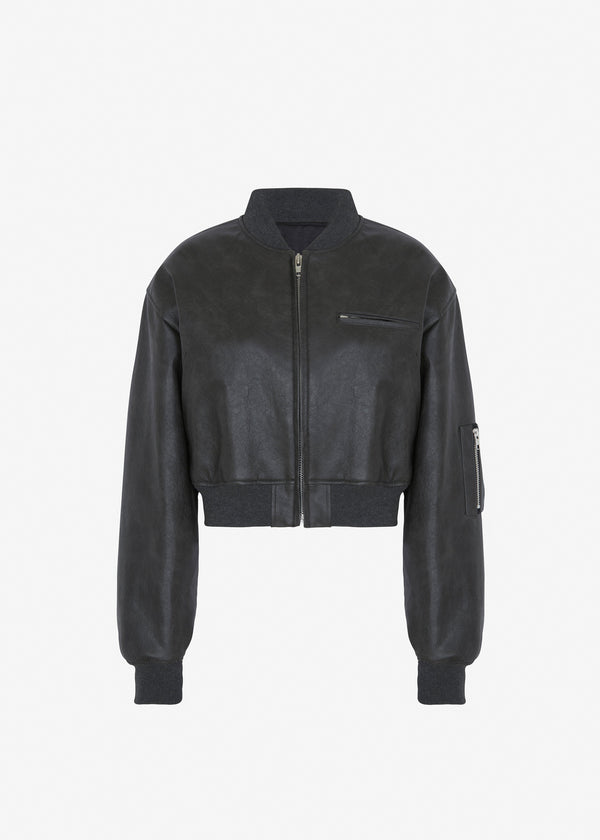 Chic Charcoal Bomber Jacket