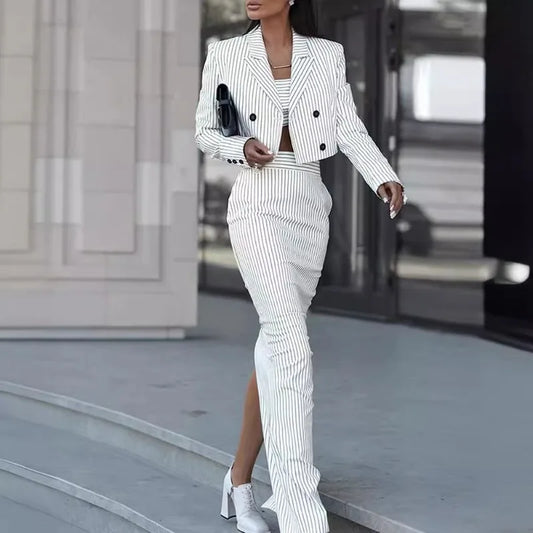 Chic Striped Women's Suit