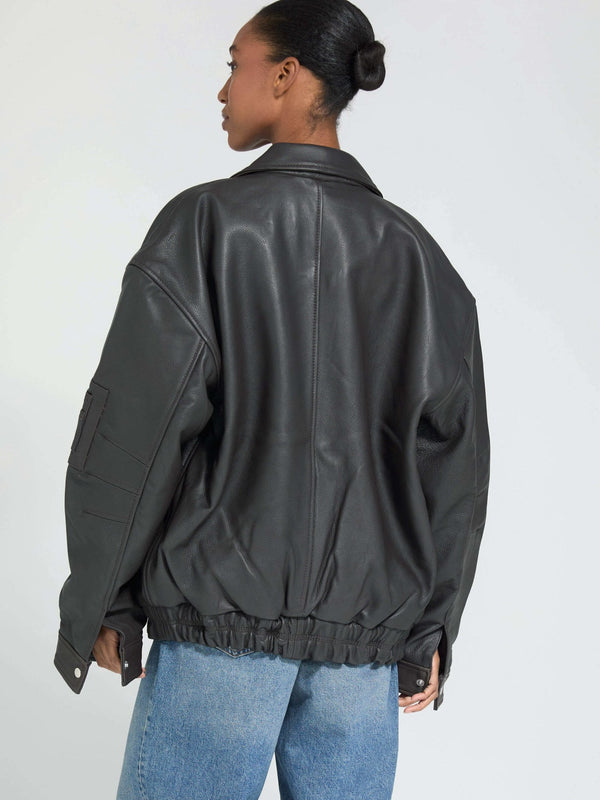 Stylish Leather Bomber Jacket