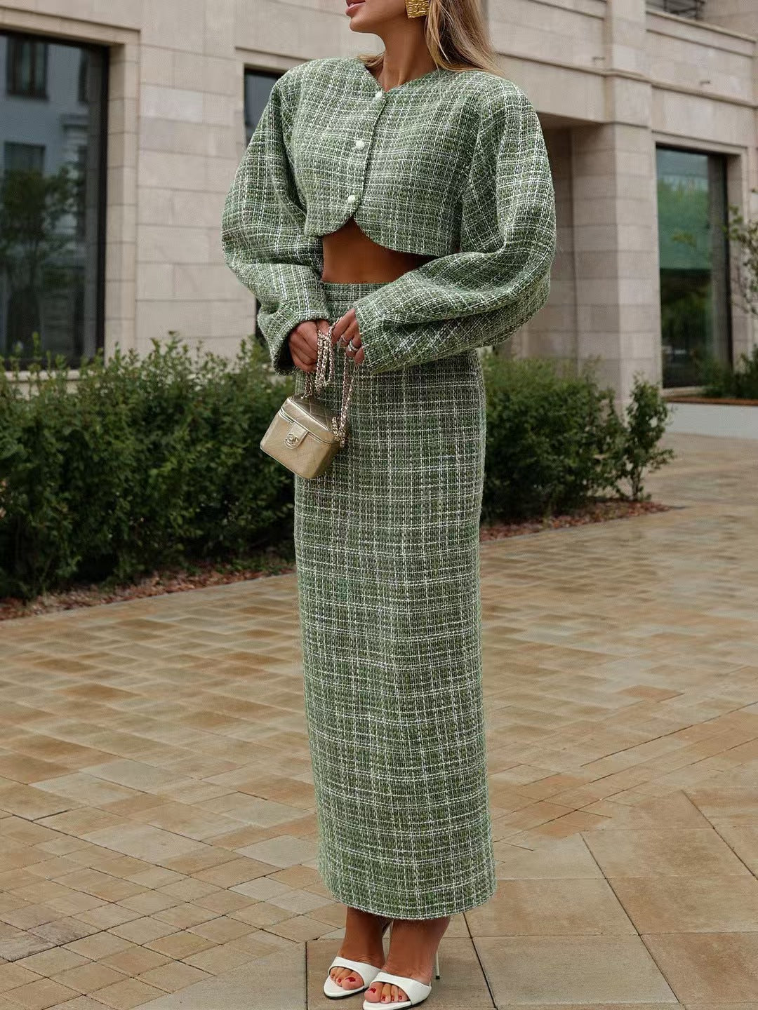 Chic Plaid Tweed Suit