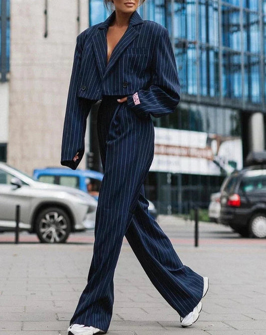 Chic Pinstripe Outfit Set