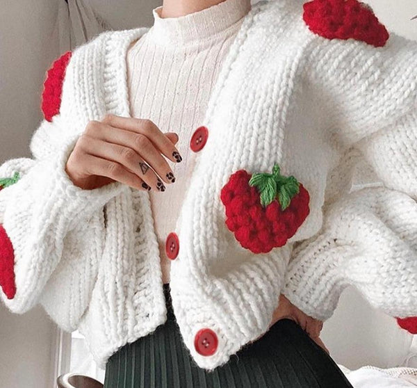 Chic Strawberry Cardigan