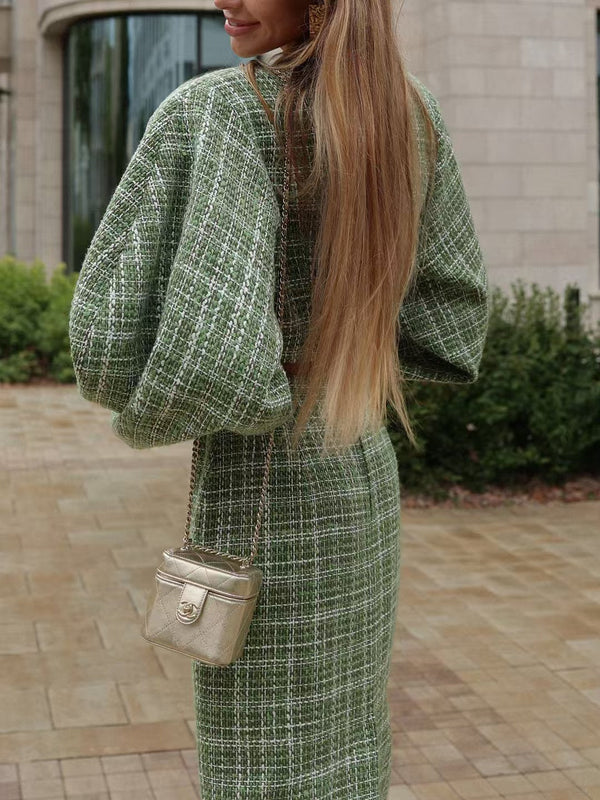 Chic Plaid Tweed Suit