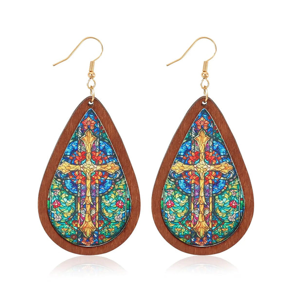Colorful Boho Wood Earrings