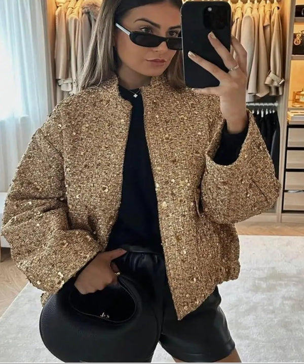 Chic Gold Sequin Jacket