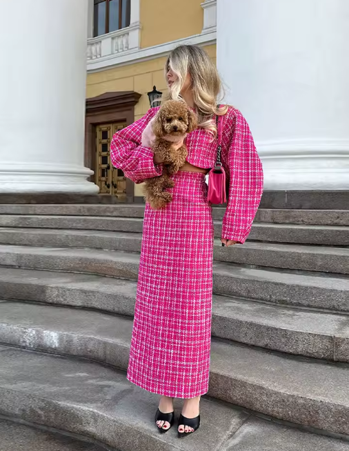 Chic Plaid Tweed Suit