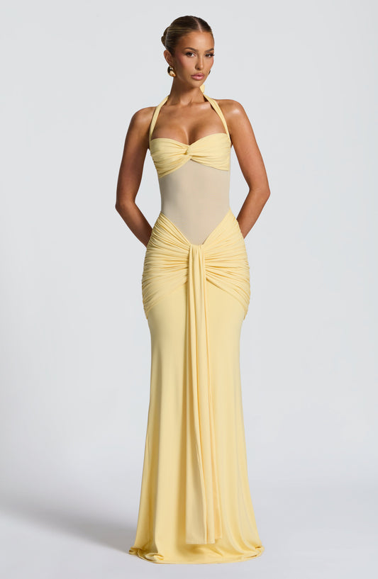 Elegant Lemon Maxi Dress