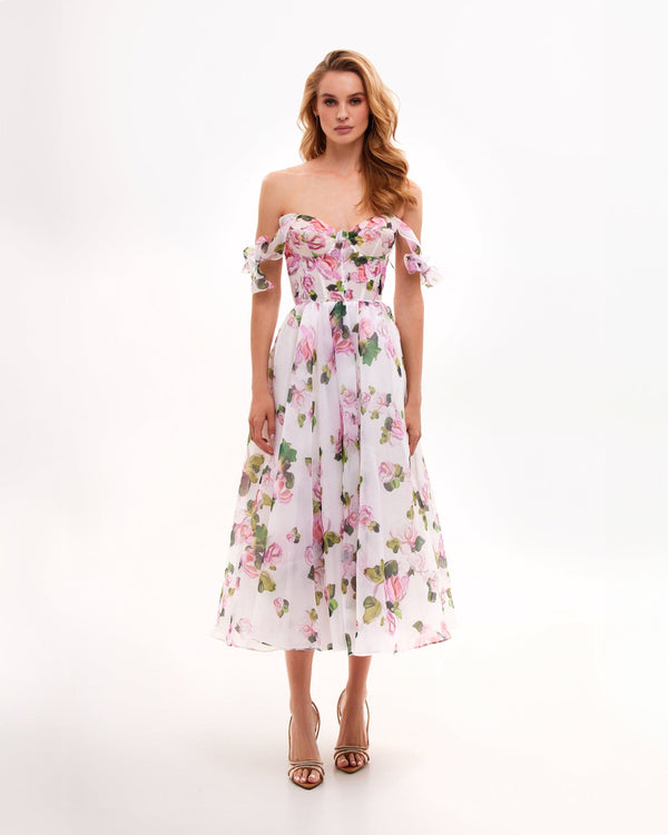 Elegant Floral Tie-Strap Dress