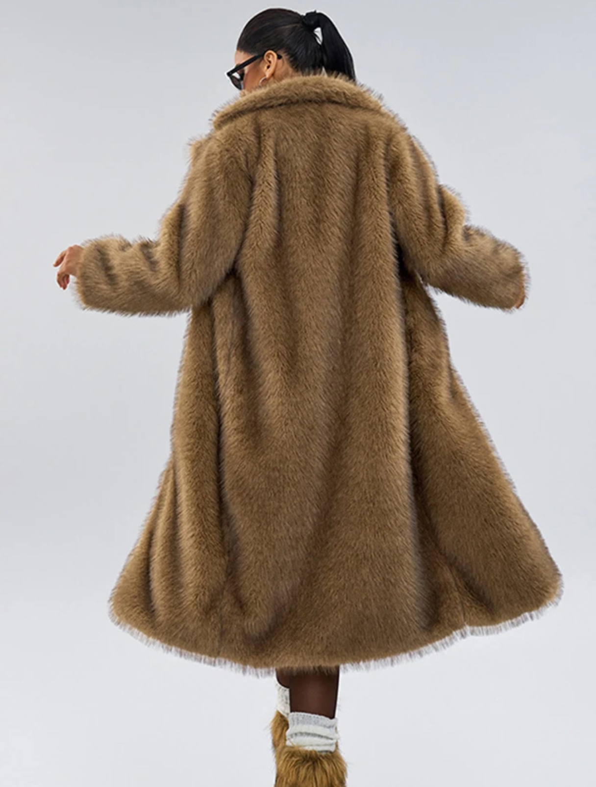 Minimal Luxe Longline Eco-Fur Coat